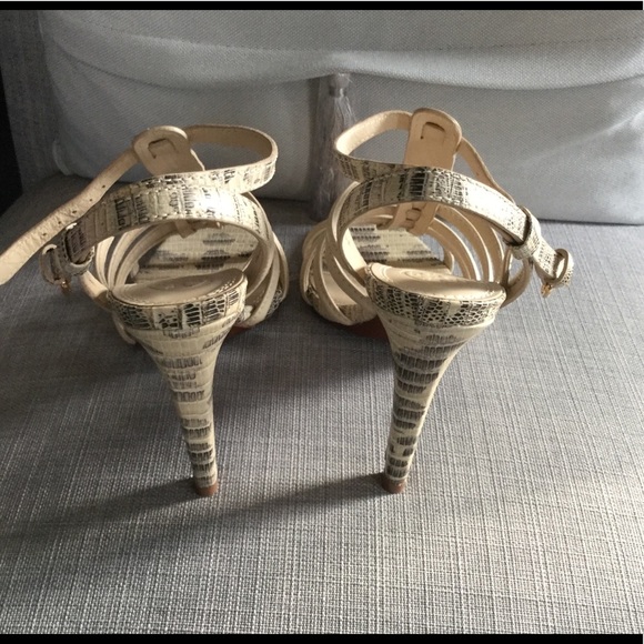 TORY BURCH CHARLENE Caged 100mm Sandal Pump in NAT/LIZ 8 - Picture 4 of 5